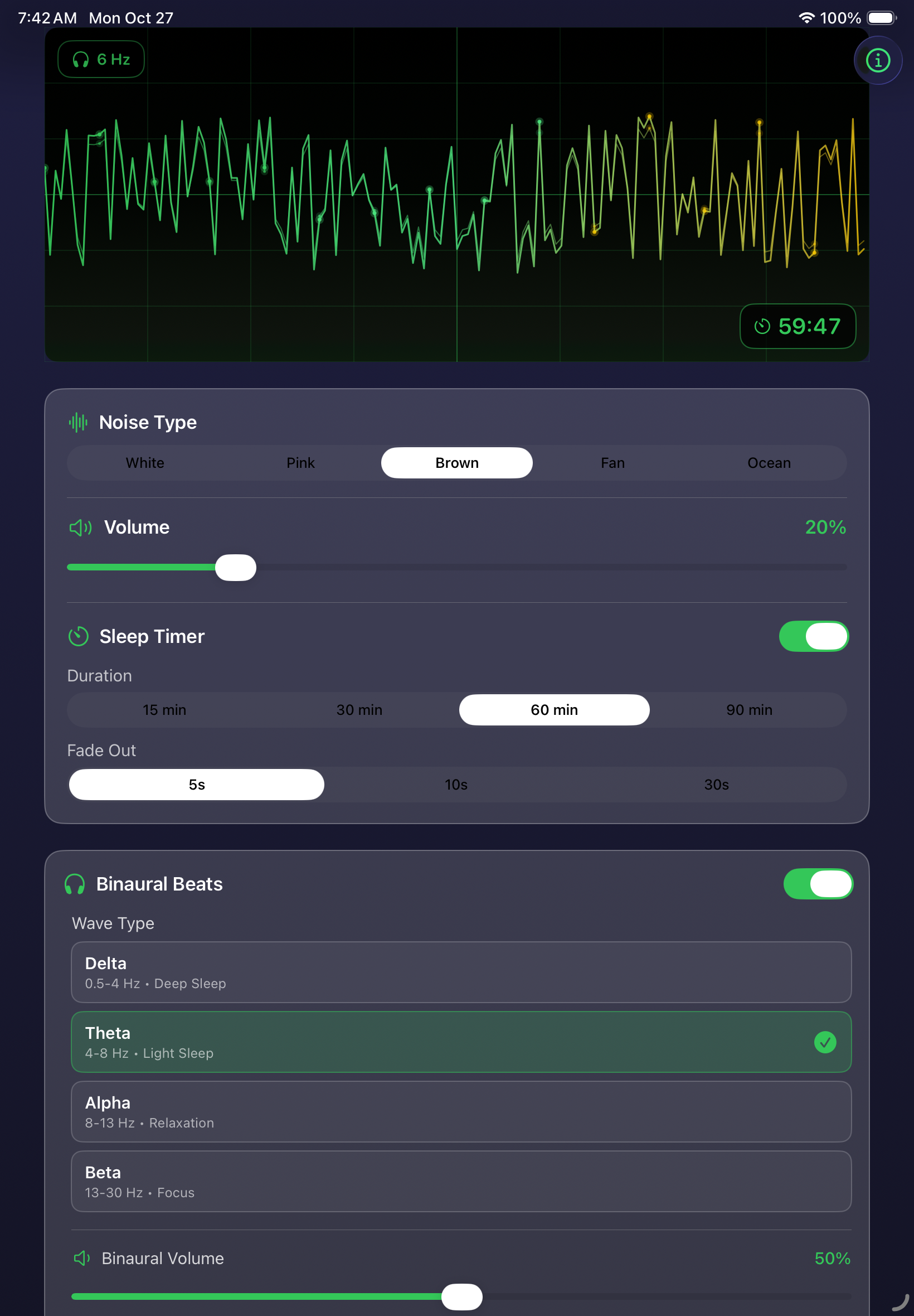 SleepNoize iPad Interface